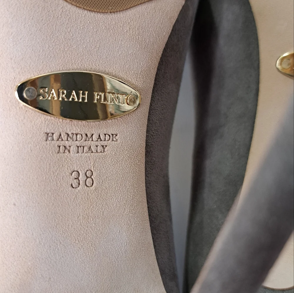 Sarah Flint Taupe Suede Perfect Pump 100 Stiletto Heels Size IT 38- US 8